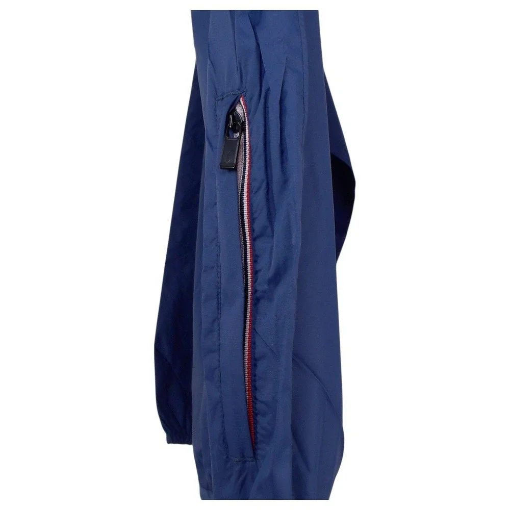 Peekaboo Beans Rain Jacket Size L Blue Unisex Hooded Windbreaker Full Zip Nylon